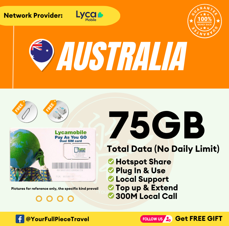 【Lycamobile / Lebara】Australia Prepaid Local SIM Card 澳洲当地上网卡【HIGH SPEED DATA】 【No Daily Capped】