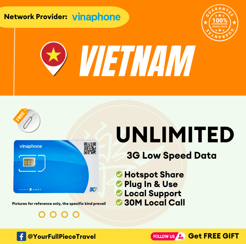 【Vinaphone】Vietnam Prepaid Local SIM Card 越南当地上网卡